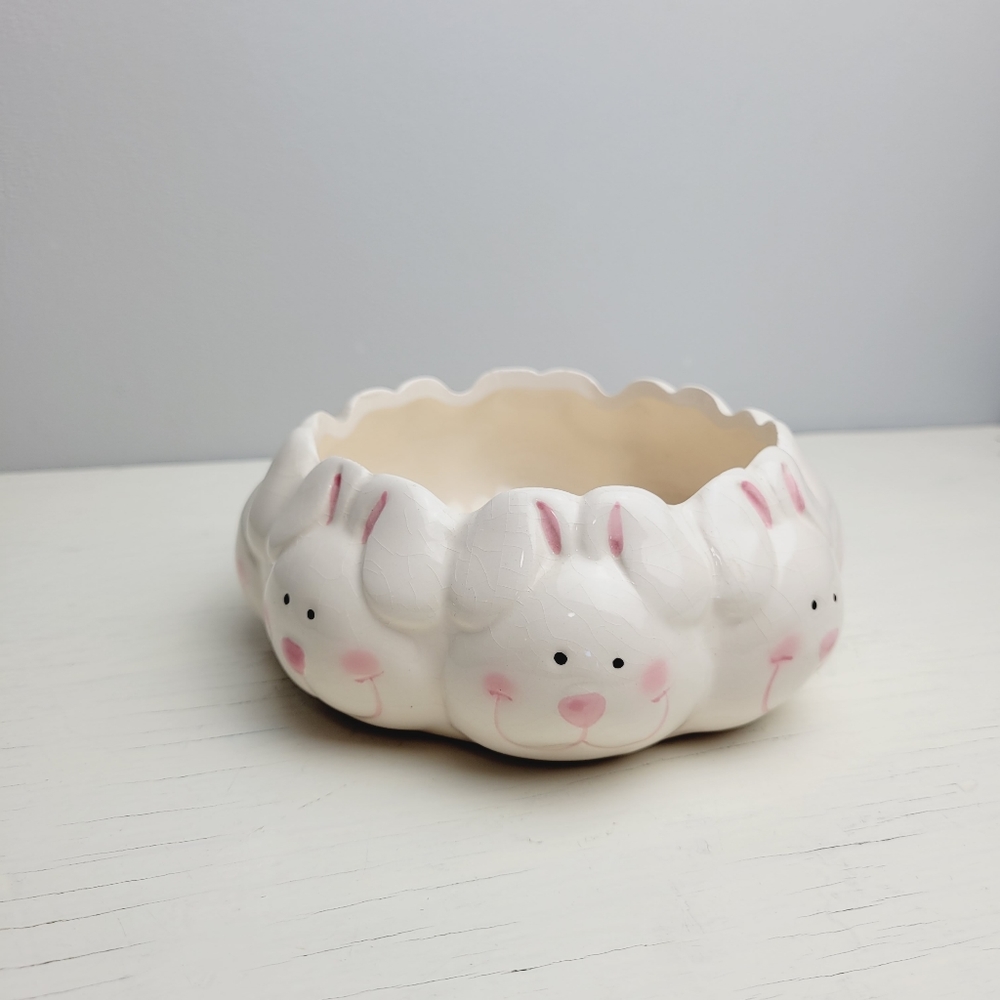 Porcelain Bunny Dish Bowl Vintage Easter Decor